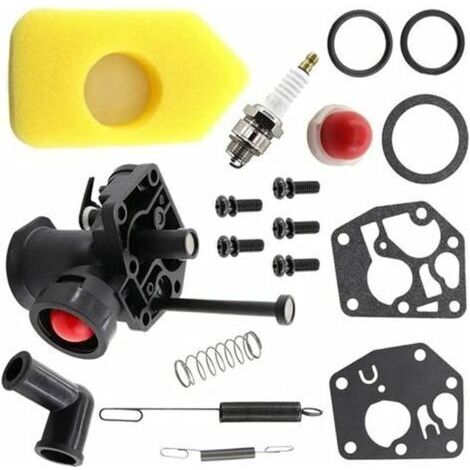 BUNTHAUS Kit carburateur pour tondeuse à gazon 499809 498809A 494406 et filtre à air 698369 Ressort de régulateur 691859 692211 Membrane 795083 495770 (1/4)