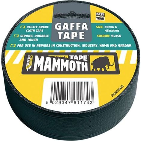 Everbuild Professional Black Gaffa Tape 50mm x 45m - Heavy Duty Adhesive Tape for Repairs and DIY Projects