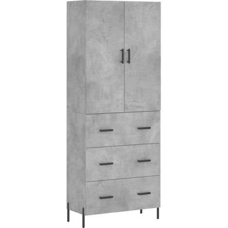 Credenza cassettiera mobile contenitore organizer cucina soggiorno salotto alto 695 x 34 x 180 cm legno ingegnerizzato grigio 020034599