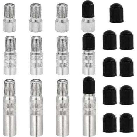 Lot de 12 extensions de valve en cuivre étamé avec bouchons de roues pour voiture, camion, caravane, van (19, 27, 39 mm) (1/5)