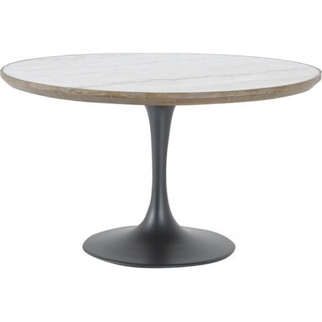 Table ronde plateau marbre - Bois - Blanc - Interior's (1/5)