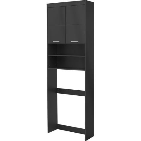 ECD Germany Mobile per lavatrici con 2 ante e 4 ripiani 187,5x63 cm aspetto grigio scuro armadio sovrastruttura per asciugatrici mobiletto arredo bagno scomparti salvaspazio lavanderia moderno (1/5)