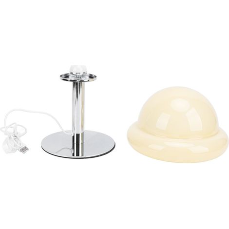 Lampe champignon Ortvai beige verre et fer 12W dimmable 3 couleurs 15x28x20cm design élégant pour chambre ou salon (1/5)