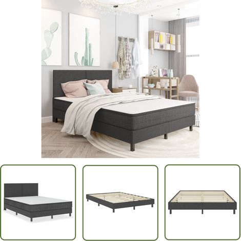 The Living Store Sommier à lattes de lit sans matelas gris tissu 180x200 cm - Cadre De Lit - Lit Double - Sommier À Lattes - Lit Moderne - Literie (1/5)