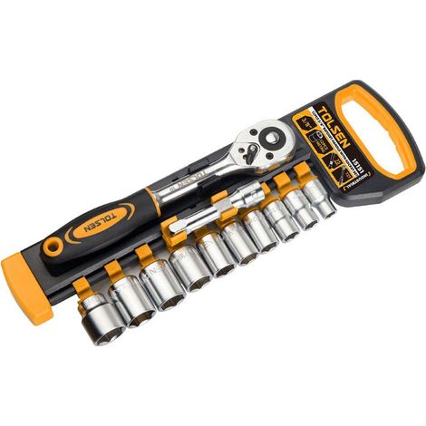 SET 12PZS CARRACA REVERSIBLE CON DADOS TOLSEN 3/8"