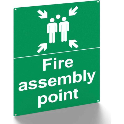Panneau de point de rassemblement incendie (1 pièce), panneau de sécurité incendie en plastique, point de rassemblement incendie avec motif familial, idéal pour la sécurité extérieure, plastique, form (1/5)