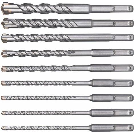 Forets à Béton de Fabrication-Assortiment de forets- SDS-plus-9 PCS (5 mm 16 mm) Foret à Percussion électrique SDS-Plus Forets Transversaux pour Béton, Brique, Pierre, Naturelle.