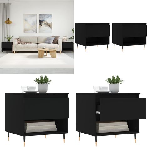 Couchtische 2 Stk. Schwarz 50x46x50 cm Holzwerkstoff - Couchtisch - Wohnzimmerstil - Holzwerkstoff - Schwarz - Modernes Design - Home & Living (1/5)