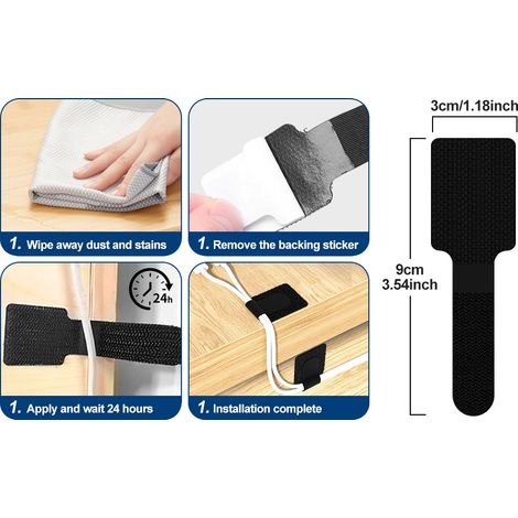 Kit de Gestion des Câbles sous Bureau,60 Bandes Réutilisables Cable Management, Adhésif Fort, Organisation Câble Écologique, Anti-Dérangement pour Bureau/Maison (1/5)