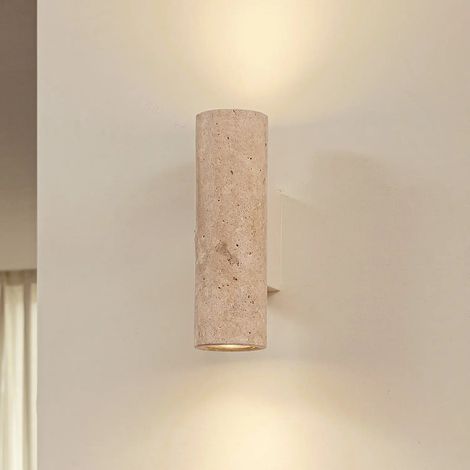 [GEBRAUCHT] B-Ware Lucande Wandleuchte Leuchte Beige Naturfarbend Tavira Travertin Stein Up Down