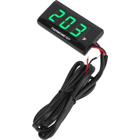 Jauge de température d'eau numérique ultra-mince pour moto, alimentation 12 V CC, écran LCD, adaptateur pour capteur 18 mm, compatible avec la plupart des motos, verte. (1/5)