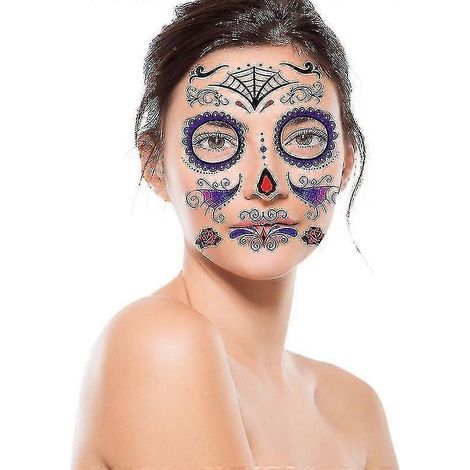 Lot de 6 autocollants faciaux pour Halloween, accessoires de maquillage pour fêtes d'Halloween (1/5)
