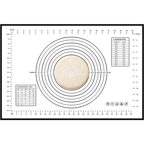 Tappetino da forno in silicone - 40 x 30 cm - Tappetino antiscivolo con scala graduata - Tappetino da cucina in silicone antiscivolo per pizza/biscotti/impasto - Stile B (1/5)