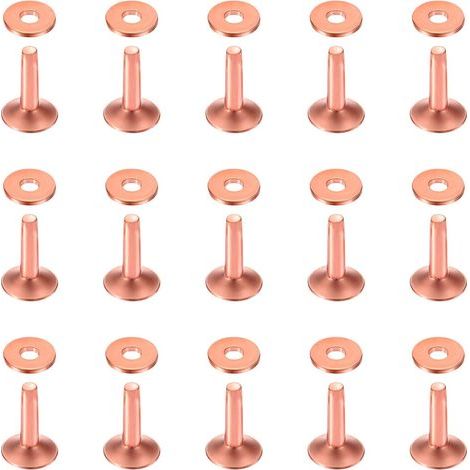 Lote de 50 remaches y rebabas de cobre de 10 × 3,3 × 12 mm para cinturones, carteras, collares, productos de cuero y suministros artesanales (1/5)