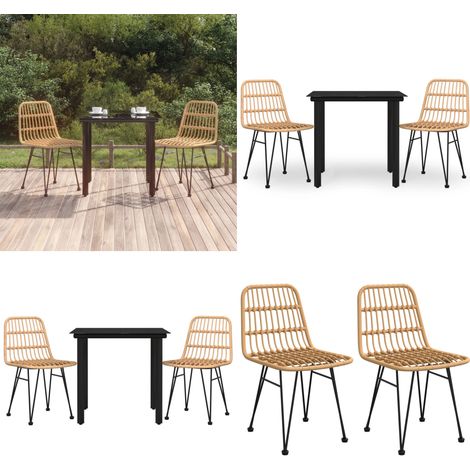 Juego de comedor de jardín 3 piezas ratán sintético - Mesa de jardín - Sillas de jardín