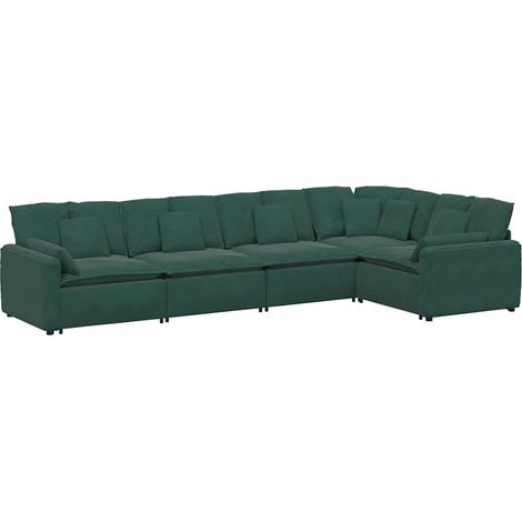 vidaXL Divano Modulare con Cuscini in Velluto Verde Scuro (1/5)