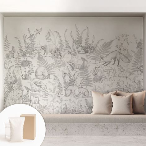 Papier peint intissé décoratif pour salon chambre et cuisine Facile à poser avec colle Animaux de la forêt 208x146 cm (1/5)