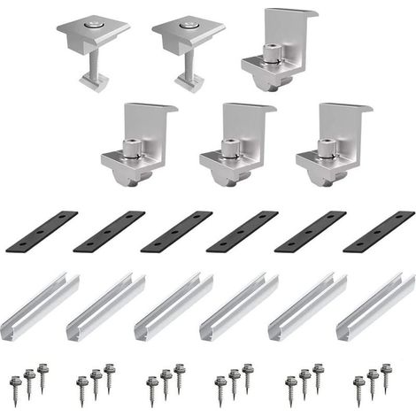 Fixation Panneau Solaire,Support Panneau Solaire,Kit de montage de panneaux solaires, accessoires de panneaux solaires pour centrale de toit-terrasse, montage de panneaux métalliques sur le toit (1/5)