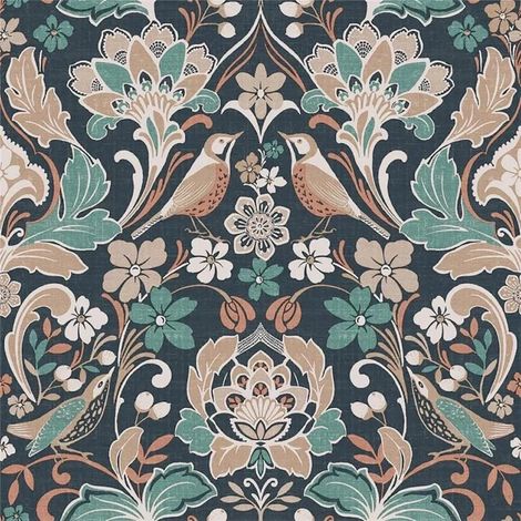 Arthouse Folk Floral Navy Wallpaper Flowers Classic Traditional Paste The Wall (1/4)