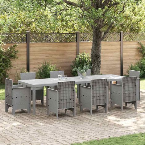 Garden Table Light grey 300 x 100 x 73 cm Poly Rattan vidaXL