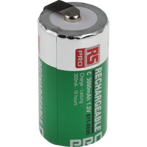 Accumulateur C NiMH, 3Ah 1.2V, RS PRO sortie Cosses ( Prix pour 1 ) (1/2)