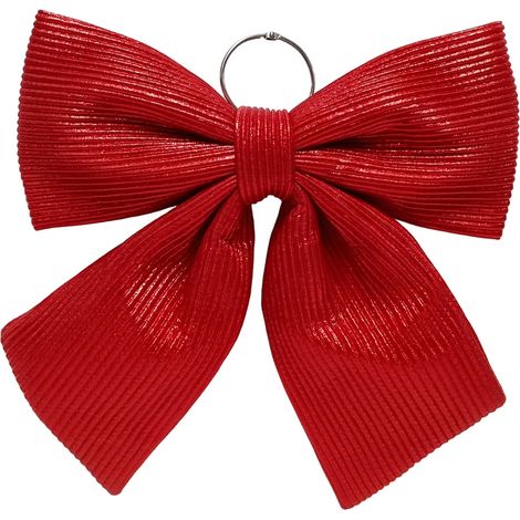 Fiocco in tessuto rigato colore rosso decorazione natalizia da appendere -34 cm (1/2)