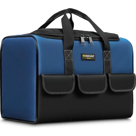 Borse portautensili, piccola borsa portautensili vuota, borsa portautensili compatta 35x21x23cm, doppia cerniera, Blu (Blu, 35cm)