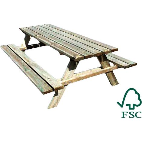 Tavolo con Panche da Picnic in Pino Silvestre 200x148x70 h Italfrom (1/2)