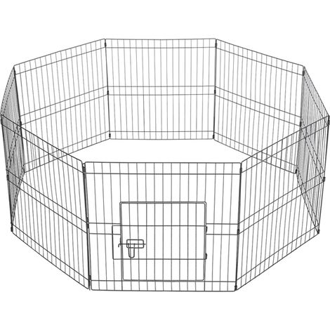 Yaheetech – Parc enclos pliant pour chiens et petits animaux 61 x 61 cm – Grille en métal avec porte – Installation flexible en intérieur et extérieur