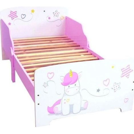 Les Tendances – Lit évolutif bébé Licorne 140x70 cm – Structure en MDF – Pour fille – À partir de 3 ans – Lattes incluses