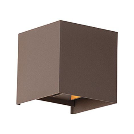 QAZQA Moderno Aplique de pared exterior marrón óxido con LED 2 luces IP54 - Edwin Aluminio Cubo Incluye LED Max. 1 x 6 Watt