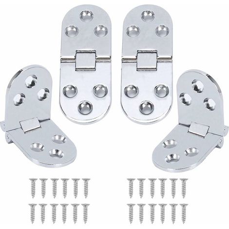 royaluxe- 4 Pcs Pliant Flip Top Charnière En Alliage De Zinc Table Pliante Charnières 180 Degrés Cabinet Charnière Bords Ronds Avec Vis Charnière Invisible Montage De Meubles - Argent (1/5)
