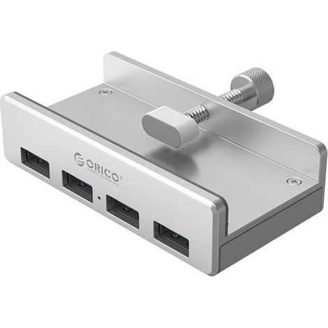 Hub USB - 4 Ports USB-A 3.0 - Fixation Par Pince - Argent - 1 Pièce (1/5)