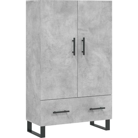 Buffet haut Meuble de rangement gris béton 69,5x31x115 cm bois d'ingénierie (1/5)