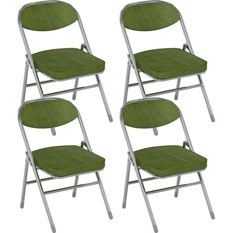 Lot de 4 Chaises Pliantes en Velours Côtelé - Pieds Chromés Argentés & Design Moderne, Gain de Place Maximal pour Cuisine/Bureau/Réunion - Confort Durable & Structure Robuste (1/4)