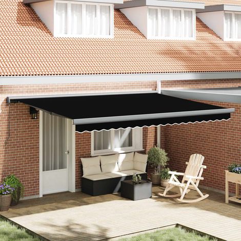 Toldo Retráctil Negro 4 x 3 m Lona y Aluminio