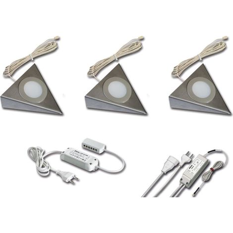 Hera LED-Unterbauleuchte 3er-Set 2-LED warmweiß edelstahl mit Trafo (1/3)