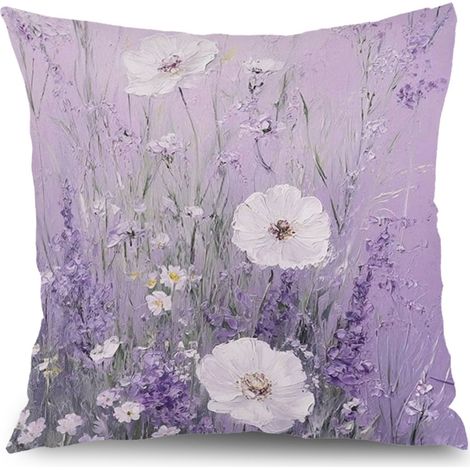 Housse de coussin floral été, décoration maison intérieure,50×50cm (1/5)
