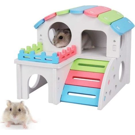 maison pour hamster, petit animal domestique cachette hamster maison cachette exercice jouets de jeu exercice exercice fitness jou (1/4)