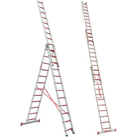Escalera multiusos de 3 tramos de fibra de vidrio Peldaños 8-8-8 3TFV-250 FARAONE (1/5)