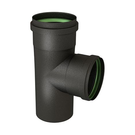 TEN – Raccord fumisterie té 80mm – Email noir mat – Degré 90° – Pour poêles à granulés – Connexion esthétique et efficace