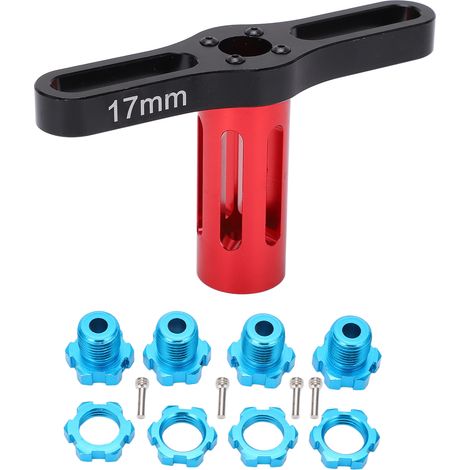 4 Pièces Moyeux de Roue à Écrous Hex 17mm avec Outil de Démontage pour Traxxas Summit E-Revo 1/10 (Bleu) (1/5)
