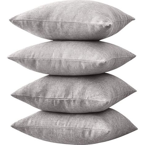 Set di 4 fodere per cuscini in lino,arredamento moderno,design semplice e neutro,adatte per camera da letto,grigio chiaro,3050 cm (1/5)