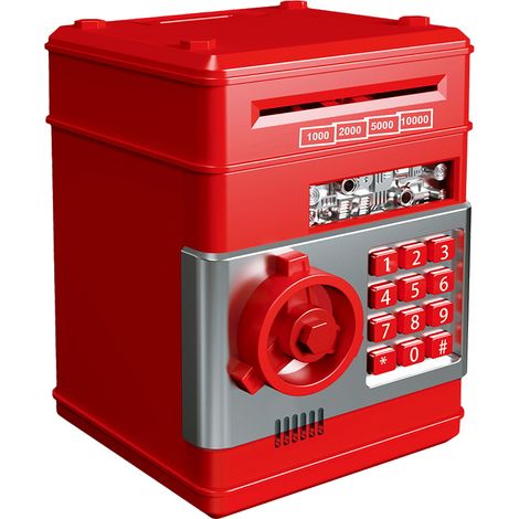 Tirelire électronique Mini ATM boîte d'économie d'argent coffre-fort avec code de mot de passe pièces de monnaie papier à défilement automatique pour garçons filles enfants cadeaux d'anniversaire parf (1/5)
