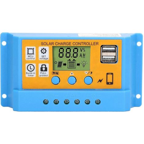 Solarladeregler mit Digitalanzeige, intelligenter Batterieregler für 12 V und 24 V