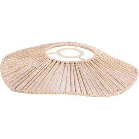 Abat-jour en rotin tressé, 2 pièces, abat-jour rond en rotin pour lustre, couvre-lampe pour salle à manger jaune (1/5)