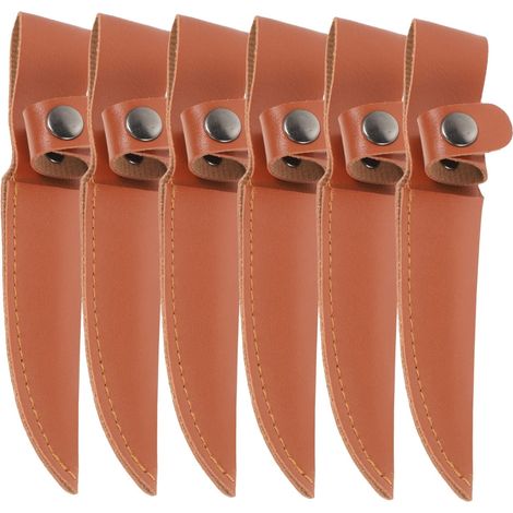 Lot de 6 Protège-lames en Cuir Pu Résistant, Étuis à Couteaux Universels Cuisine, Protection Coupe-sûre Maison, Accessoires Réutilisables pour Couteaux et Style Aléatoire (1/5)