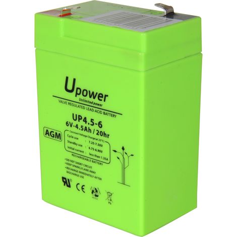 UPOWER - BATT-6045-U - Batterie rechargeable technologie plomb-acide AGM Voltage 6 V Capacité 4.5 Ah