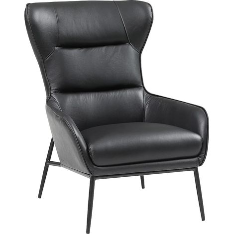 Fauteuil en cuir de buffle noir DINNIA