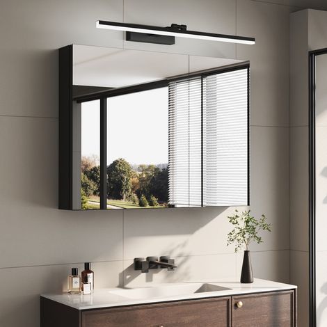 LED Spiegelleuchte 60 cm Schwarz Badezimmer Spiegellampe IP44 6500K für Spiegel Schrank Wandmontage (1/5)